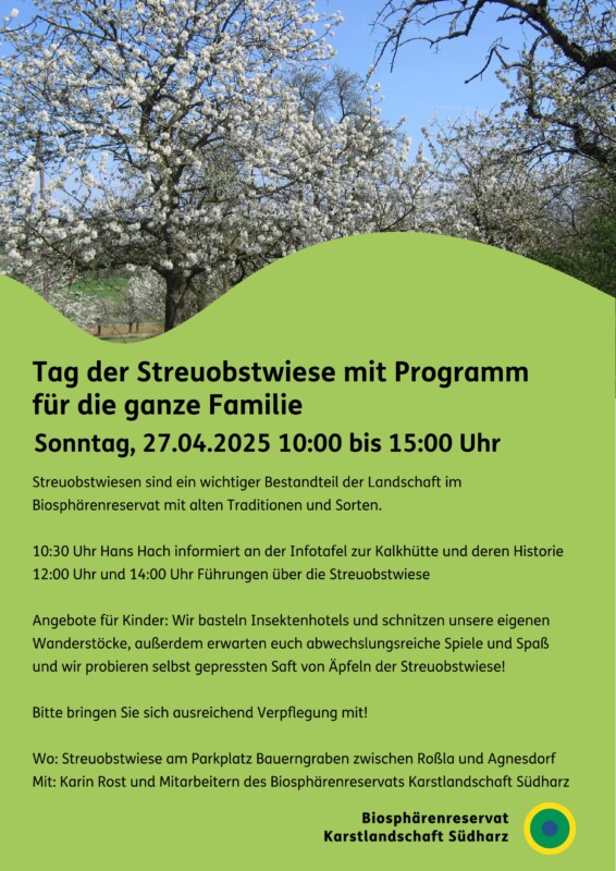 Tag der Streuobstwiese im Biosphärenreservat Karstlandschaft Südharz am 27.04.2025