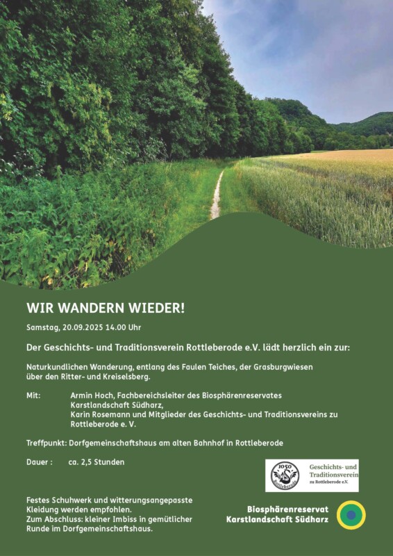 Wandern mit dem Geschichts- und Traditionsverein Rottleberode am 20.09.2025